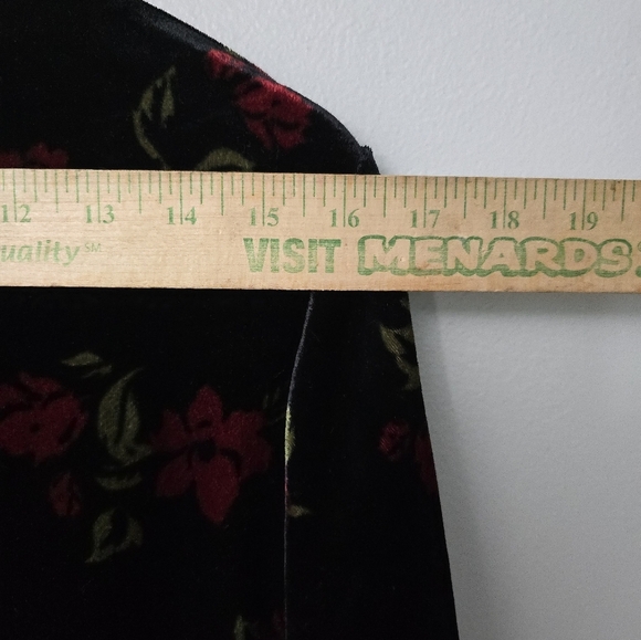 Falls Creek Womens Dark Floral Velvet Dress Size XL Black Stretch Whimsigoth - Picture 8 of 11